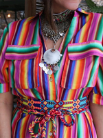 Holiday Half Sleeve Stripes A-line Midi Dress