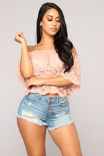 Here For Lace Off Shoulder Top - Mauve