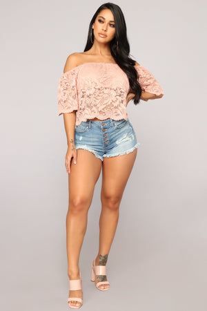 Here For Lace Off Shoulder Top - Mauve