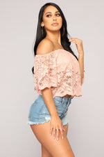 Here For Lace Off Shoulder Top - Mauve