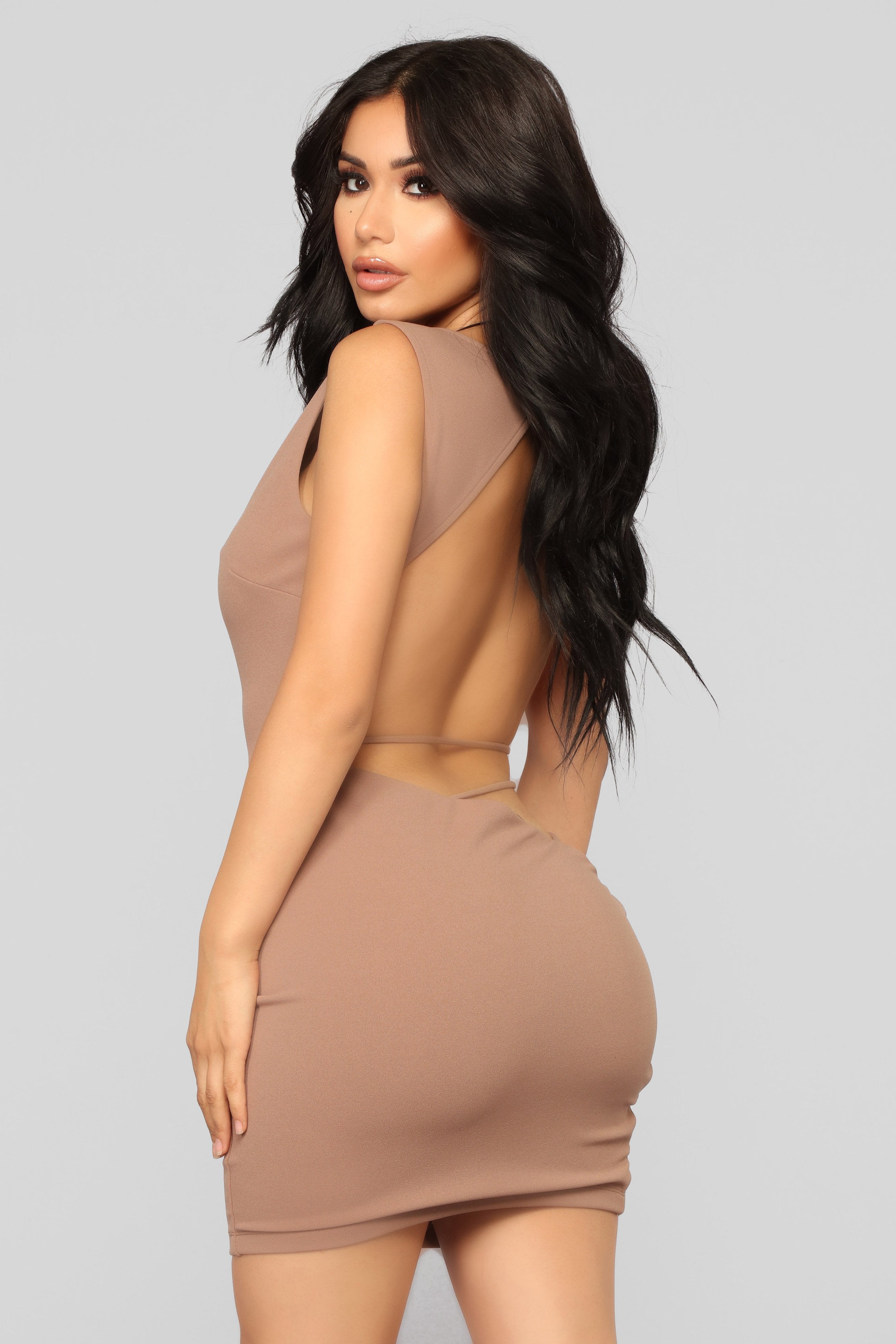 All Up In The Club Dress - Mocha