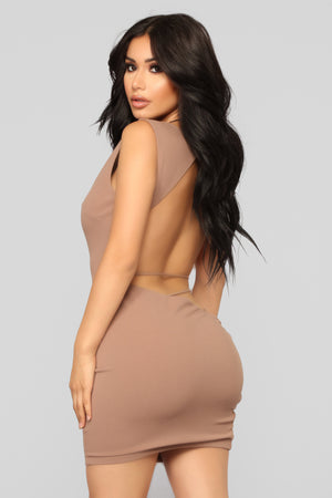 All Up In The Club Dress - Mocha