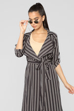 Stripe Dreamer Duster Jacket - Black