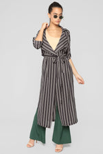 Stripe Dreamer Duster Jacket - Black
