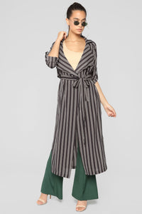 Stripe Dreamer Duster Jacket - Black