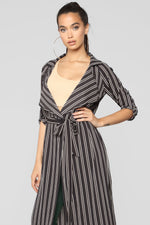 Stripe Dreamer Duster Jacket - Black