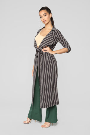 Stripe Dreamer Duster Jacket - Black