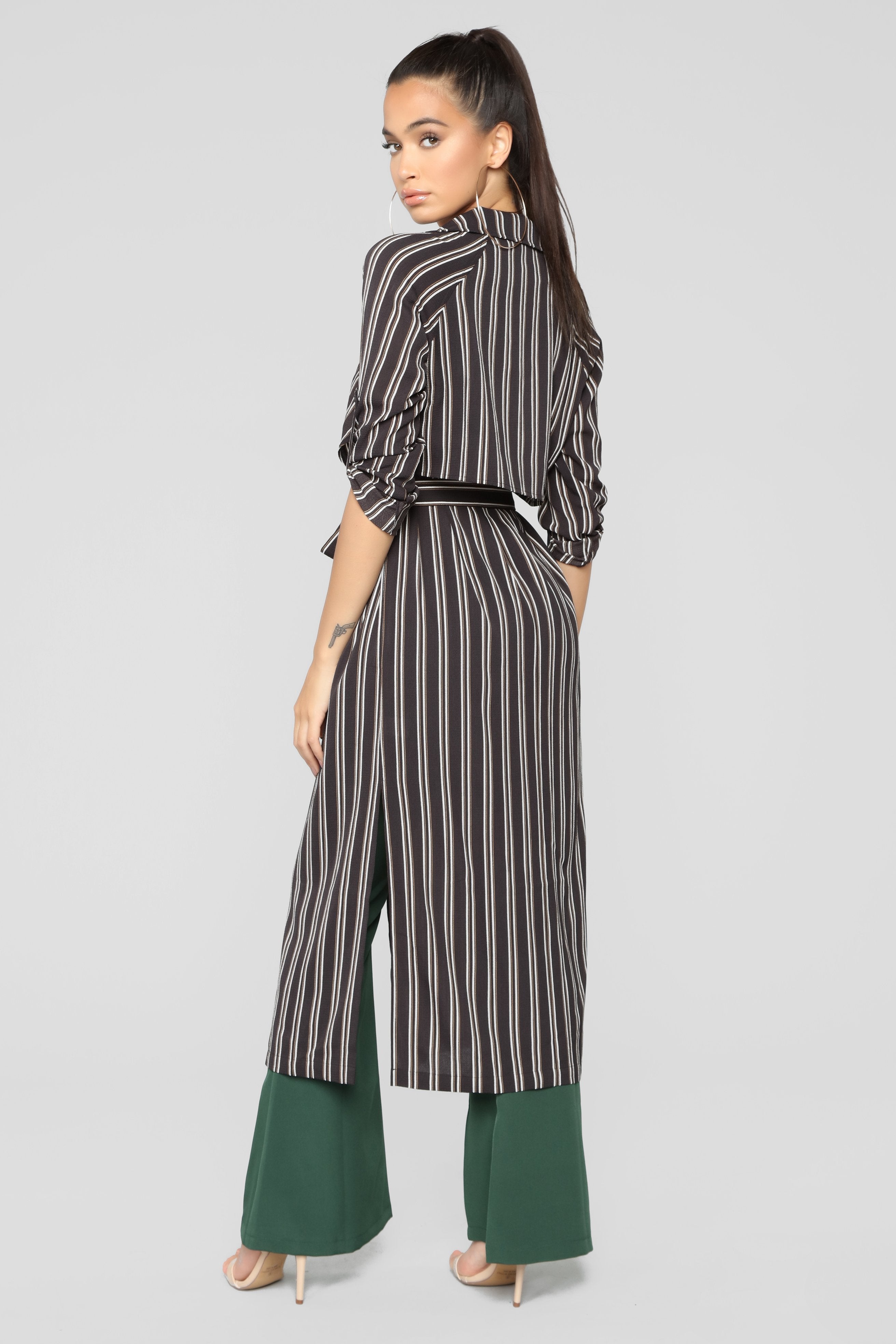 Stripe Dreamer Duster Jacket - Black