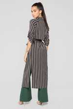Stripe Dreamer Duster Jacket - Black