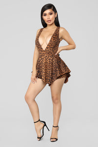 Cheetah Amiga Suede Romper - Brown