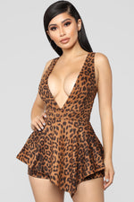 Cheetah Amiga Suede Romper - Brown
