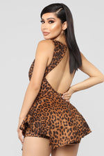 Cheetah Amiga Suede Romper - Brown