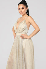 Stayin' Golden Metallic Dress - Gold