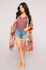 Ever After Floral Poncho - Tan