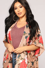 Ever After Floral Poncho - Tan