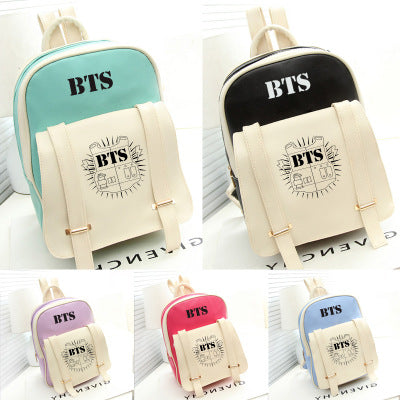 2017 HOT fashion Bangtan Boys knapsack New kpop star goods BTS PU schoolbag korea backpack student bags