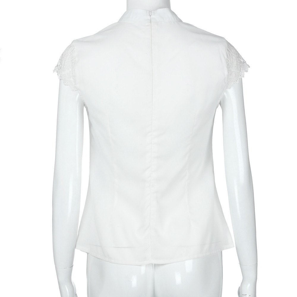 2018 Summer Womens Tops and Blouses Chiffon Lace Patchwork Shirts Tunic Hollow Out Ladies Clothes Women Top mujer de moda