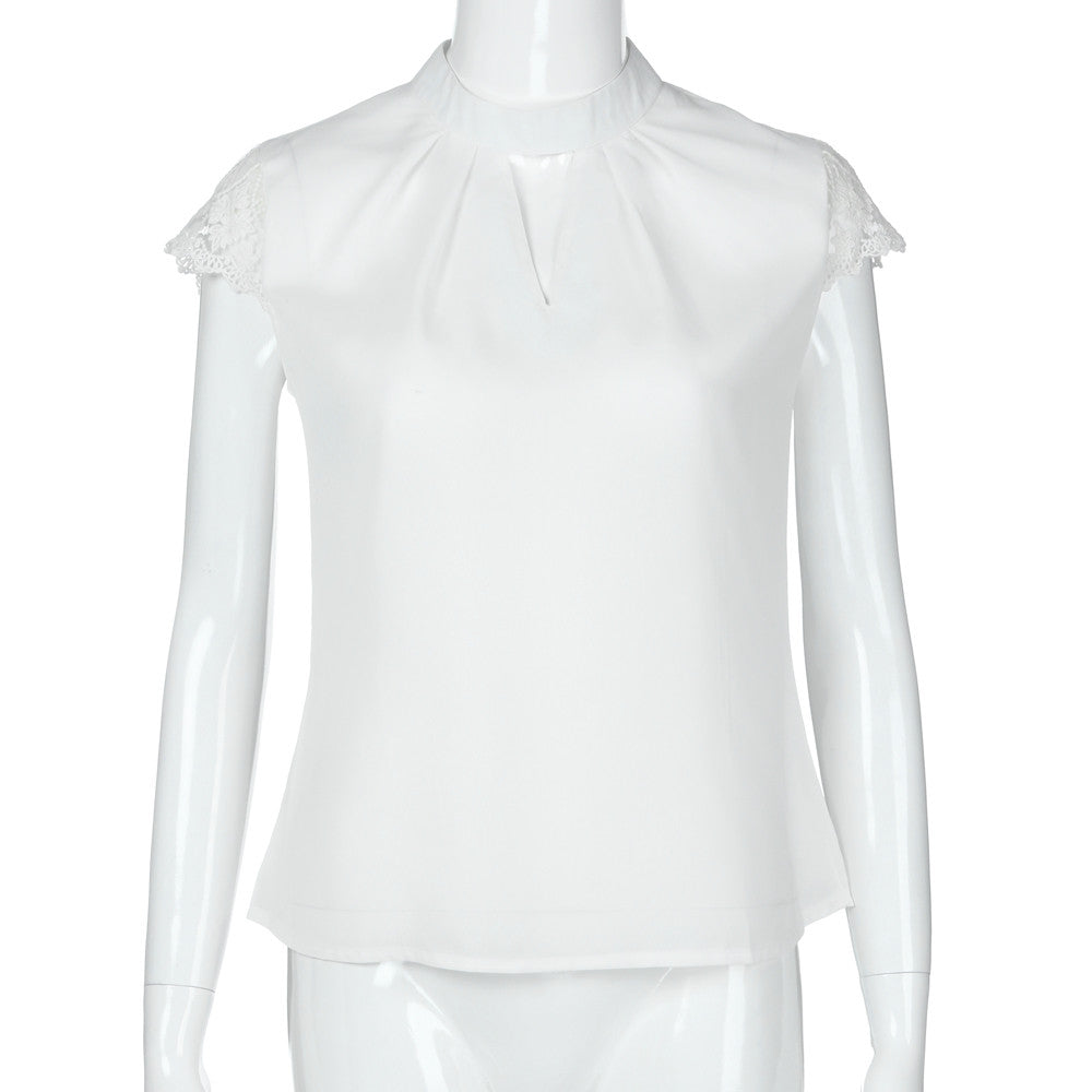 2018 Summer Womens Tops and Blouses Chiffon Lace Patchwork Shirts Tunic Hollow Out Ladies Clothes Women Top mujer de moda