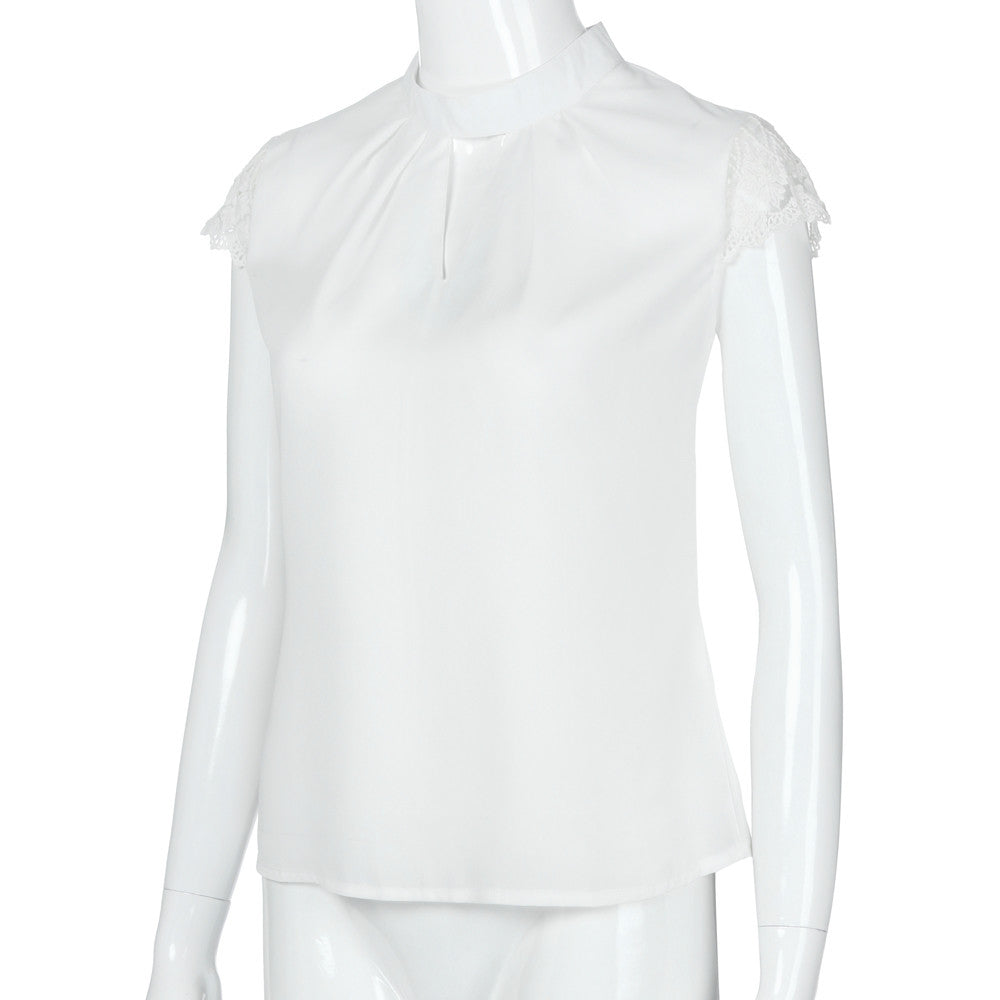 2018 Summer Womens Tops and Blouses Chiffon Lace Patchwork Shirts Tunic Hollow Out Ladies Clothes Women Top mujer de moda