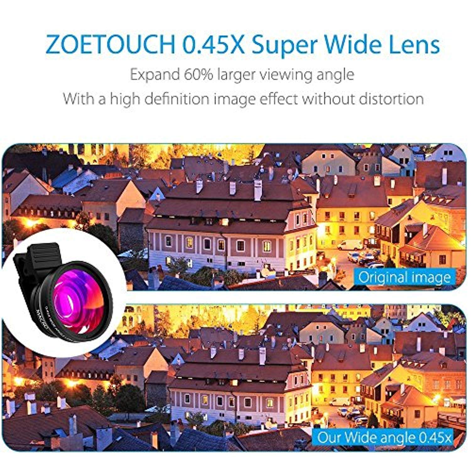 Iphone Camera Lens 0.45X Super Wide Angle Lens & 12.5X Macro Lens 2 in 1 Professional HD Cell Phone Camera lens Kit for iPhone X 8 7 6S 6S plus 6 5S Samsung Android Smartphones