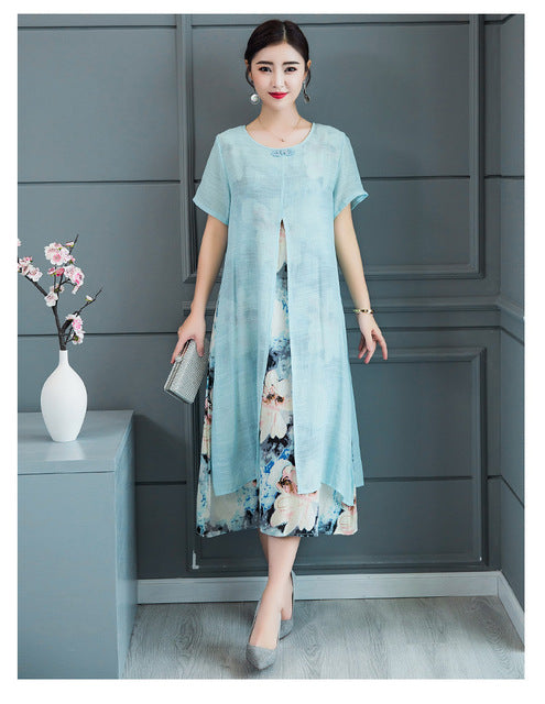 Anteef cotton linen vintage floral print clothes women casual long summer dress vestidos femininos party 2018 dresses