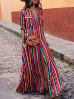 Holiday Half Sleeve Stripes A-line Midi Dress