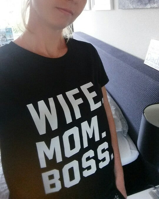 WIFE MOM BOSS Letters Print Women tshirt Cotton Casual Funny t shirt For Lady Girl Top Tee Hipster Drop Ship S-1